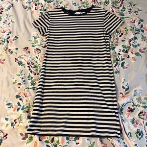 navy & white striped t shirt dress